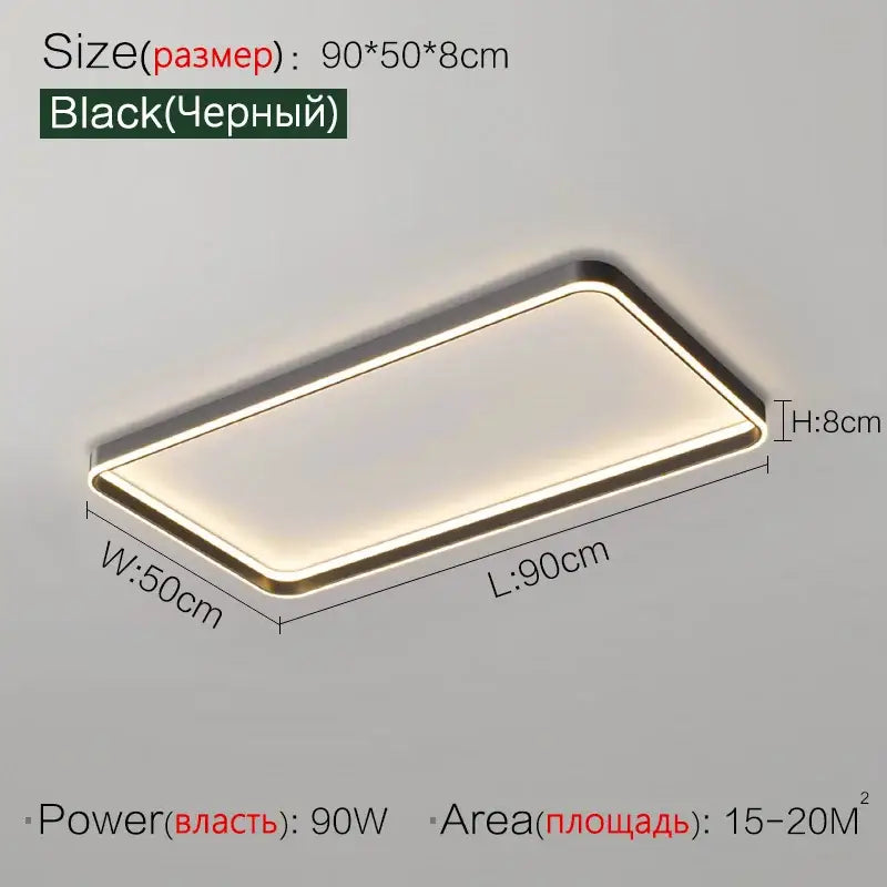 Black rectangular led ceiling lights with sleek metallic frame and soft glow ideal as bedroom lamp ceiling lights