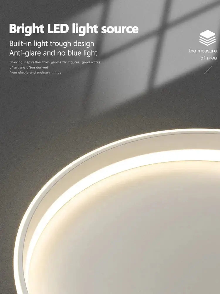 Modern minimalist black ring led ceiling lights feature a sleek white frame and warm glare-free bedroom lamp ceiling illumination