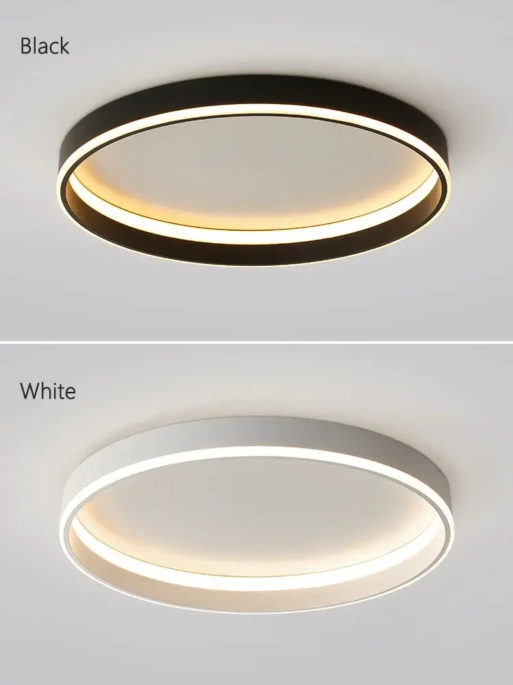 Modern minimalist black ring led ceiling lights with sleek frame and warm ambient glow for bedroom lamp ceiling use