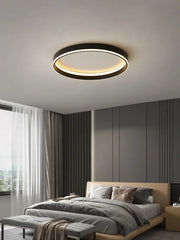 Modern minimalist black ring led ceiling lights with sleek frame and warm glow ideal for bedroom lamp ceiling use