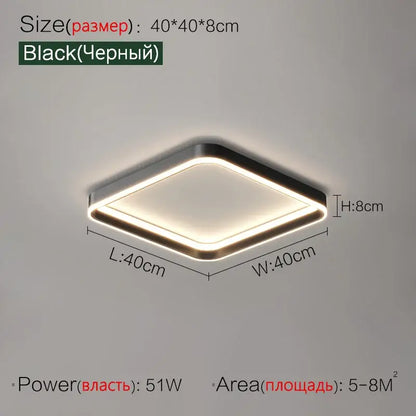Modern minimalist black diamond-shaped led ceiling lights with metallic frame and illuminated edges for bedroom lamp ceiling