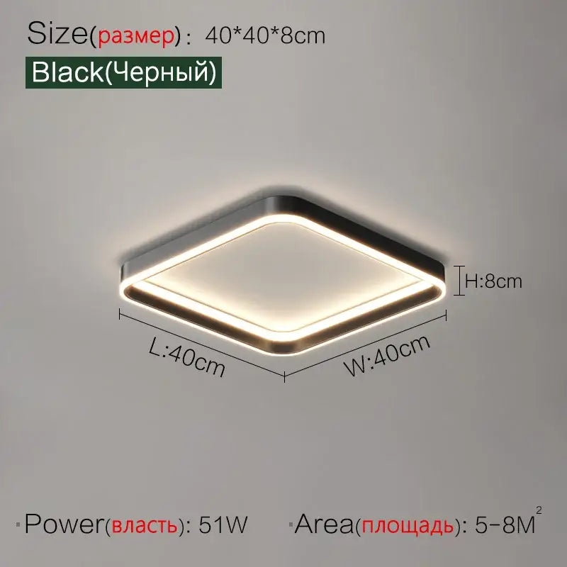 Modern minimalist black diamond-shaped led ceiling lights with metallic frame and illuminated edges for bedroom lamp ceiling