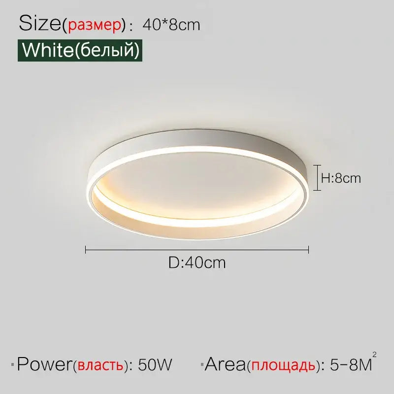 Modern minimalist white circular led ceiling light with illuminated edge for bedroom lamp ceiling and lamp ceiling lights