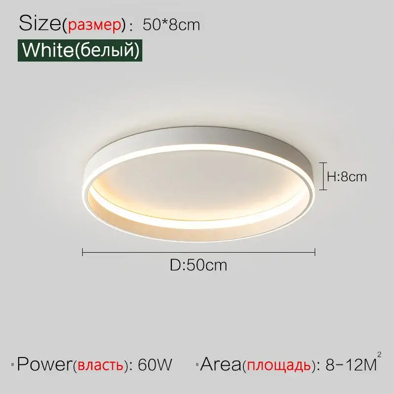 Modern minimalist white circular ceiling light with illuminated ring for bedroom lamp ceiling and lamp ceiling lights