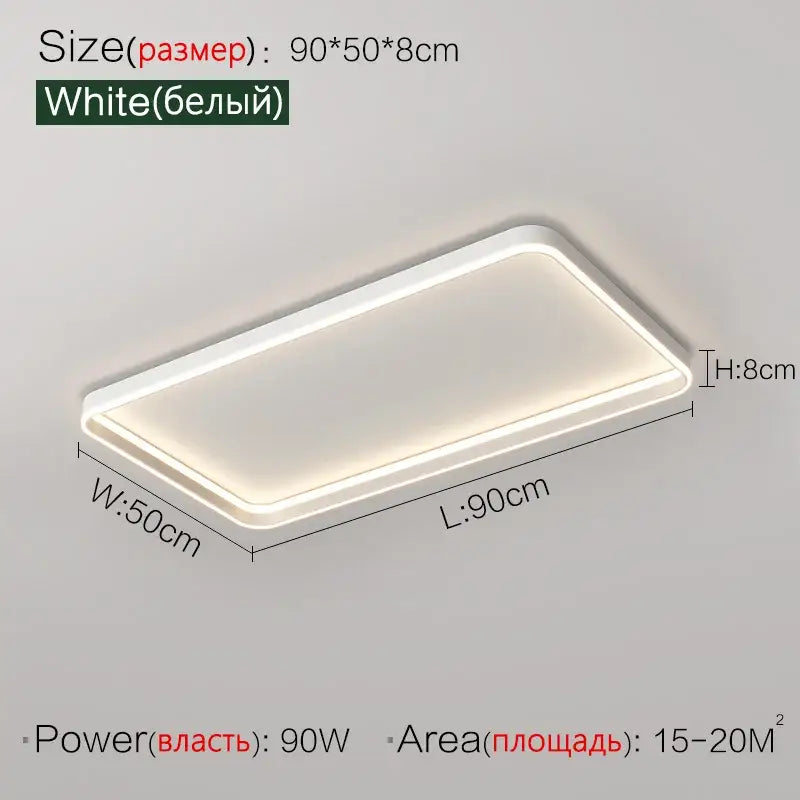 White rectangular led ceiling light with sleek modern design and diffused illumination for bedroom lamp ceiling use
