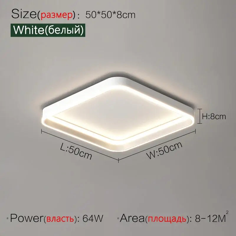 White square ceiling lights with led illumination and modern minimalist design for bedroom lamp ceiling use