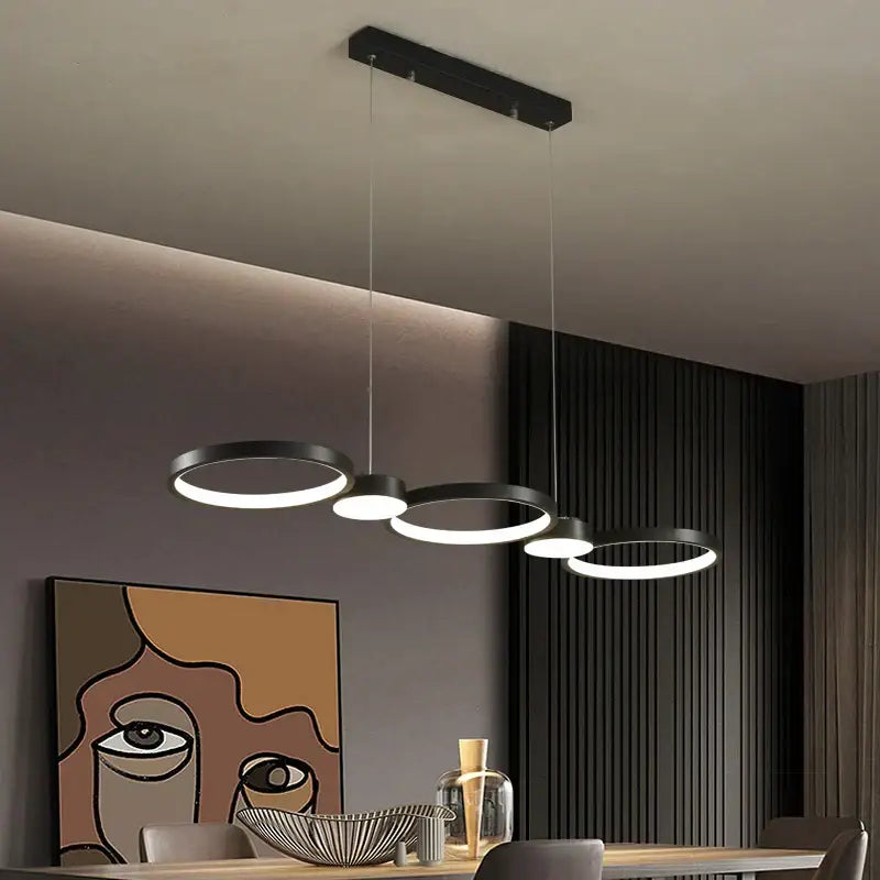 Modern minimalist black ring led chandelier featuring a sleek black ring led design for living room and dining hall decorbites black ring