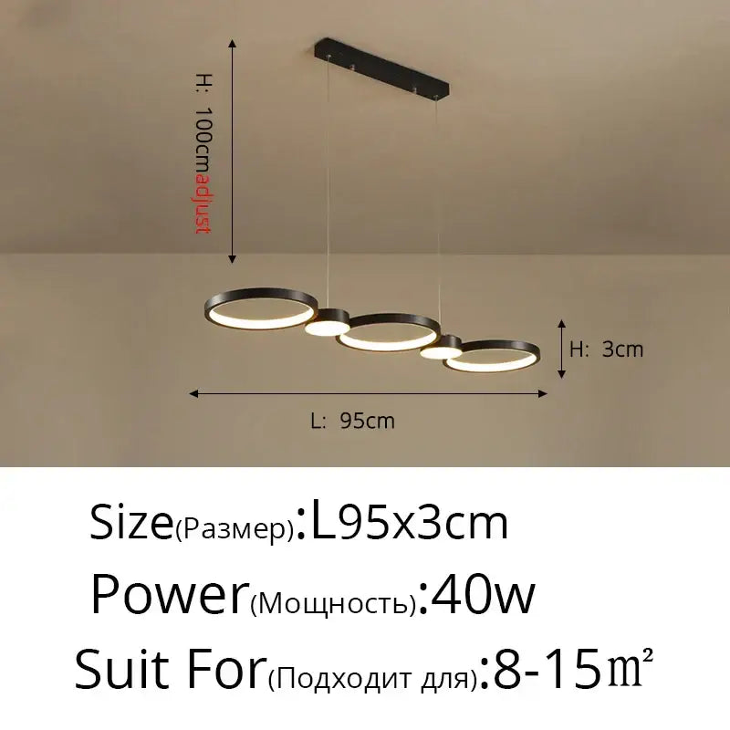 Modern minimalist black ring led chandelier with adjustable height black ring led for living room dining hall decorbites black ring