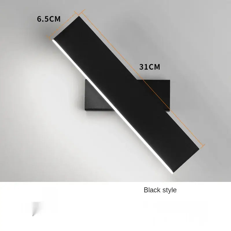 Modern minimalist black rotate wall lamp with sleek rectangular led design for bedside reading use