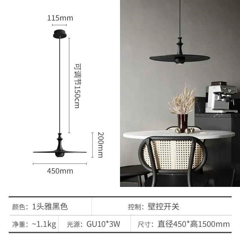 Modern minimalist black solid wood pendant lights with matte finish adjustable height gu10 bulb for dining room decorbites black solid