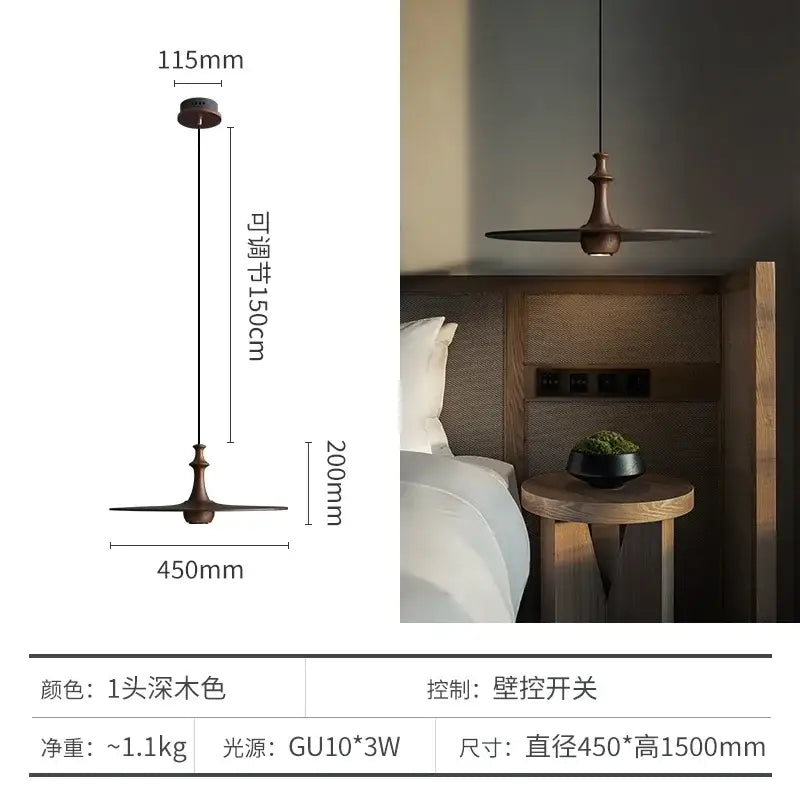 Modern minimalist black solid wood pendant lights with dark wood finish and adjustable hanging length for dining room decorbites black solid