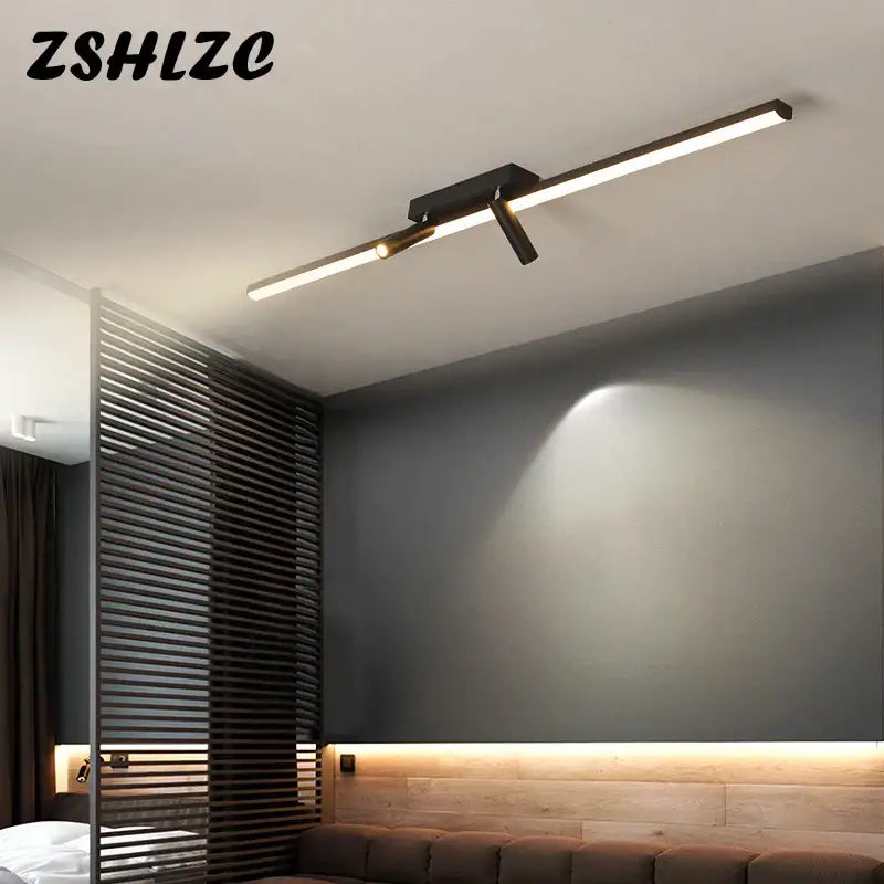 Modern minimalist black star ceiling light with sleek linear design and adjustable spotlight for living room decorbites black star ceiling