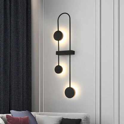 Modern minimalist black triple circle led wall light with sleek curved metal frame for bedroom decorbites led wall use