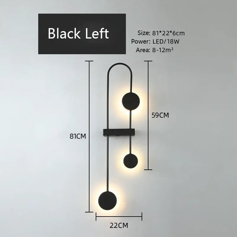 Modern minimalist black triple circle led wall light with three asymmetrical circular fixtures for bedroom decorbites led wall