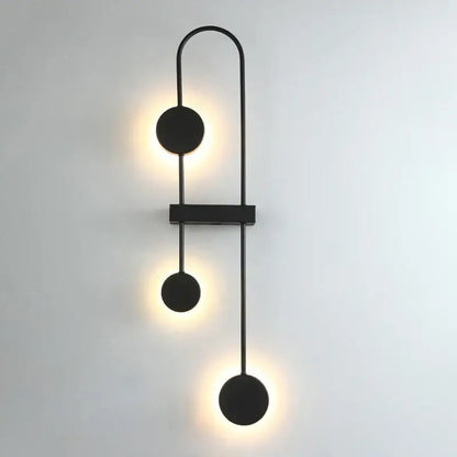 Modern minimalist black triple circle led wall light with three warm glowing fixtures for bedroom decorbites led wall light
