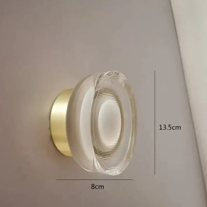 Modern minimalist black wall lamp with frosted glass and clear glass knob with brushed brass base for bathroom decorbites light luxury