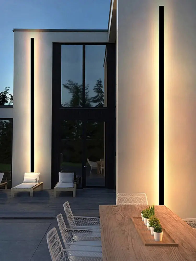 Modern minimalist black waterproof led wall light with sleek frames and warm ambient lighting for garden decorbites decor