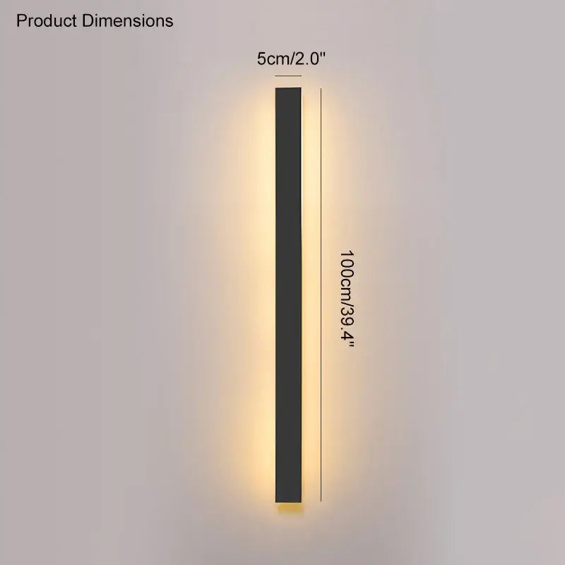 A sleek modern black waterproof led wall light with warm yellow side light for garden decorbites black waterproof use