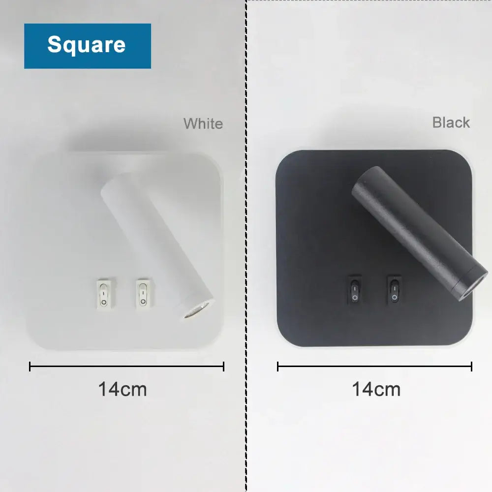 Modern minimalist black and white wall lamp with adjustable cylindrical head and two switches decorbites adjustable wall lamp