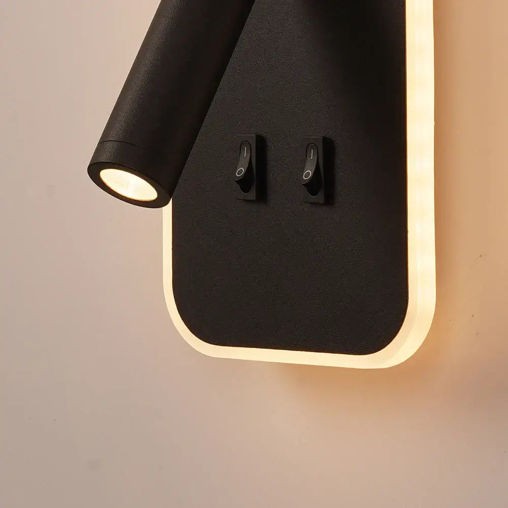 Modern minimalist black and white decorbites adjustable wall lamp with cylindrical head and illuminated led strip base