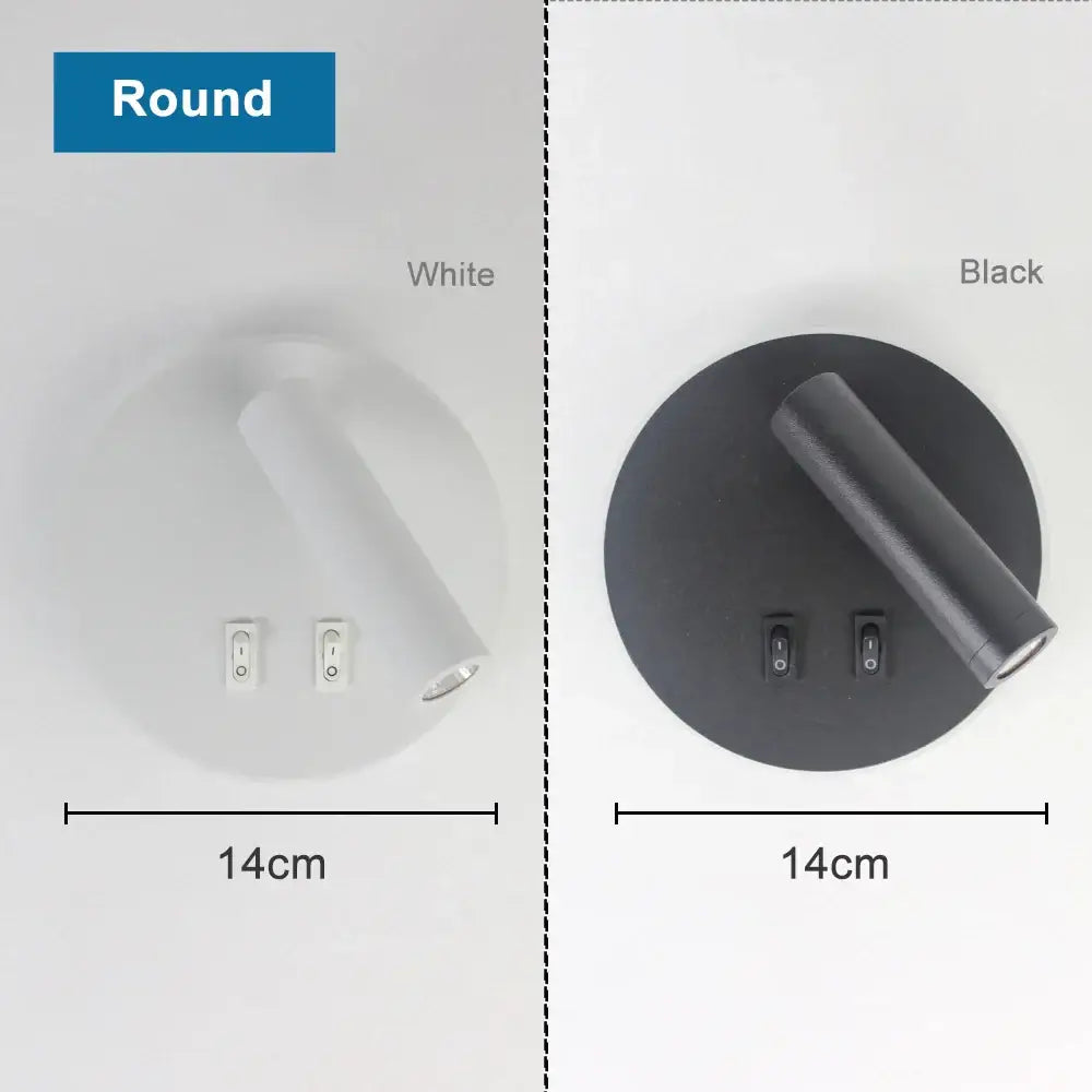 Modern minimalist black and white round 14cm decorbites adjustable wall lamp for bedroom lighting and decor