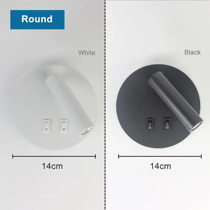 Modern minimalist black and white round 14cm decorbites adjustable wall lamp for bedroom lighting and decor