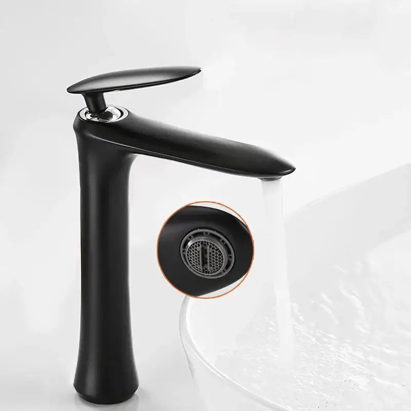 Modern minimalist black matte brass bathroom faucet with tall spout for white brass bathroom decorbites black style