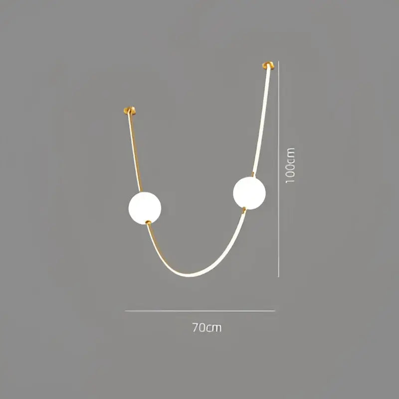Modern minimalist black and gold-toned ceiling chandelier with spherical white glass orbs and decorbites colorized led dimmable light