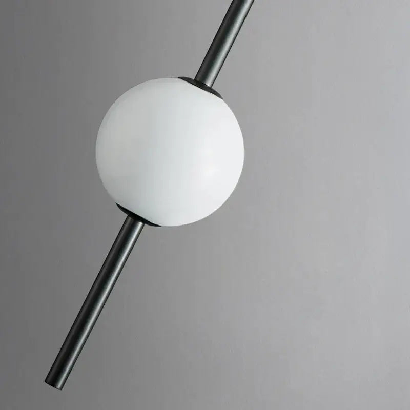 Modern minimalist black and white decorbites creative led chandelier with matte metal rod and opaque glass globe for living room