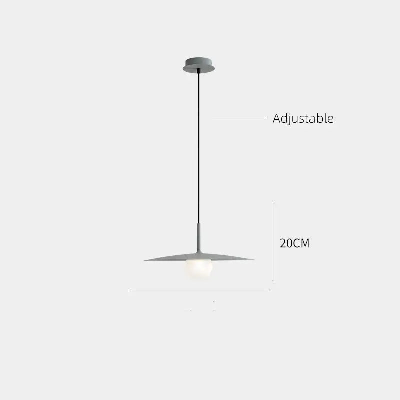Minimalist gray decorbites flying saucer pendant light with sleek iron design and adjustable 20cm length for dining room