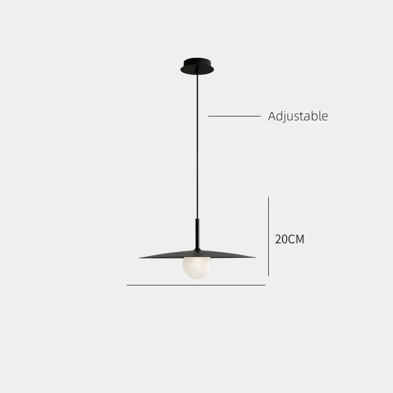 Modern minimalist black decorbites flying saucer pendant light with frosted glass globe and adjustable chain for dining room