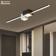 Modern minimalist black and white decorbites led ceiling light with geometric dual square panels on elongated led bar