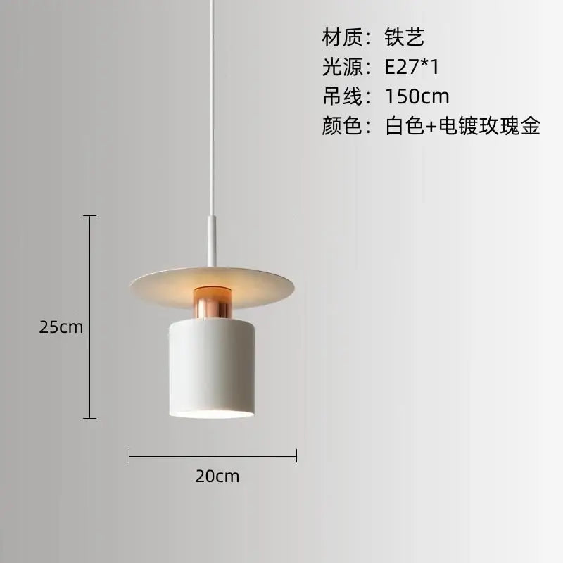 Modern minimalist black and white led pendant light with white cylindrical body and gold-toned ring for elegant led pendant lighting