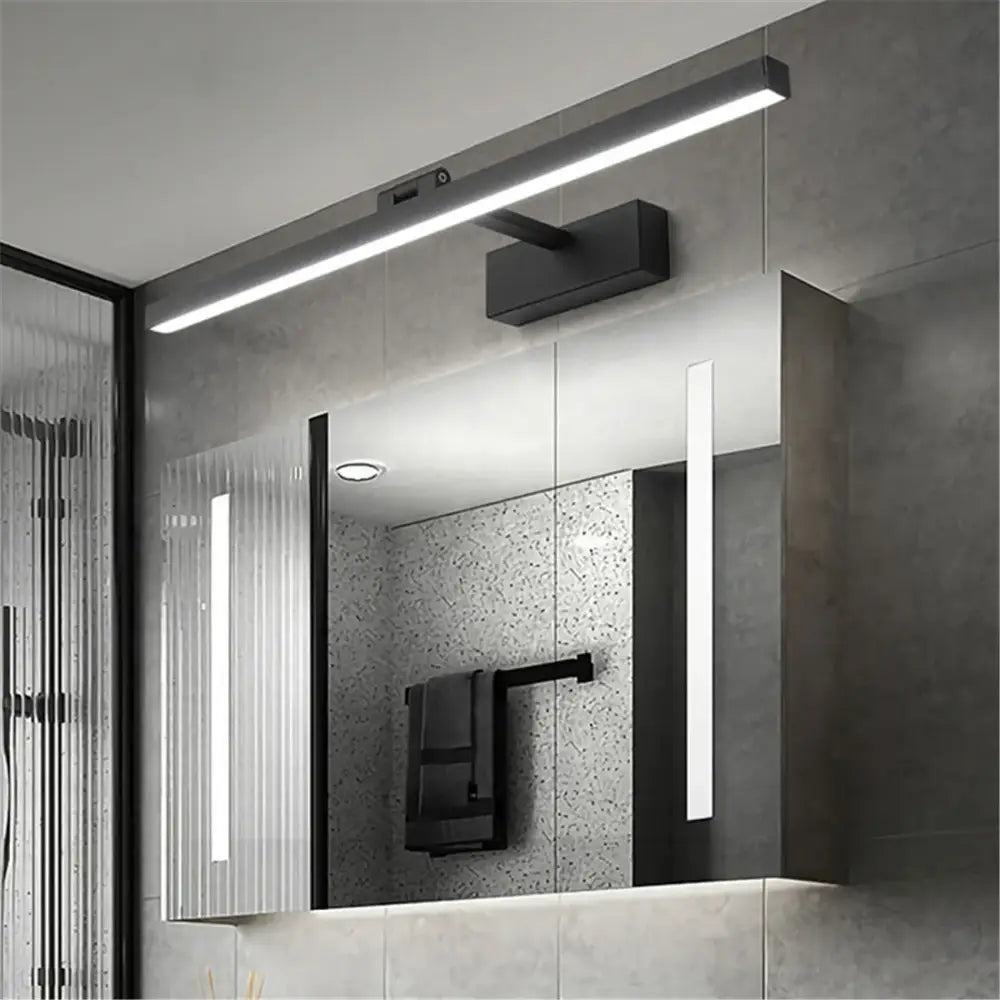 Modern minimalist black and white led wall lamp with sleek led wall mirror light and integrated control panel