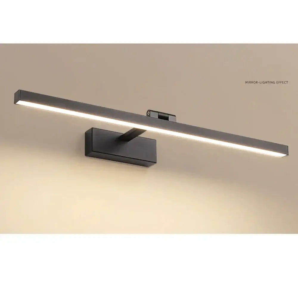Modern minimalist black led wall lamp with rectangular design and integrated mirror light for bedroom use
