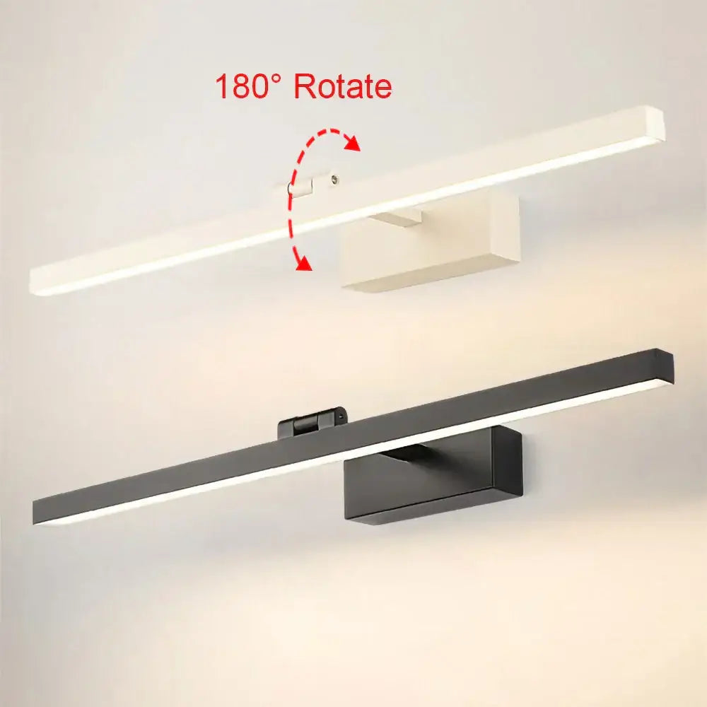 Modern minimalist led wall lamp with sleek rectangular design in black and white finishes for bedroom mirror light