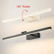 Modern minimalist led wall lamp with sleek rectangular design in black and white finishes for bedroom mirror light
