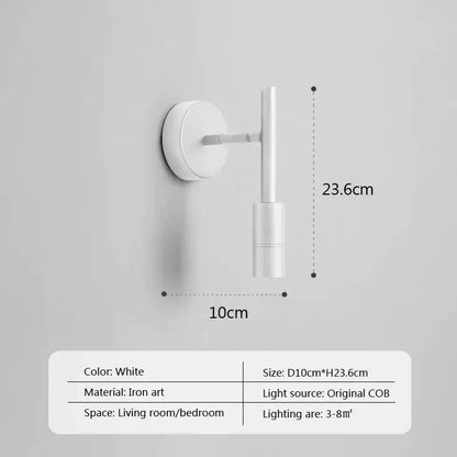 White minimalist iron art wall lamp with sleek modern design led wall lamp for bedroom spotlight lighting
