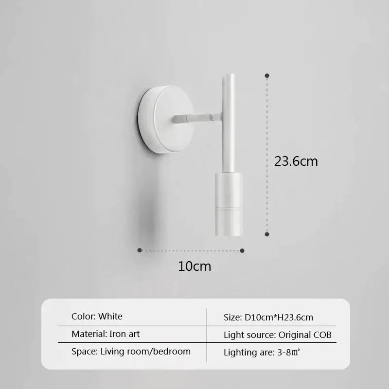 White minimalist iron art wall lamp with sleek modern design led wall lamp for bedroom spotlight lighting