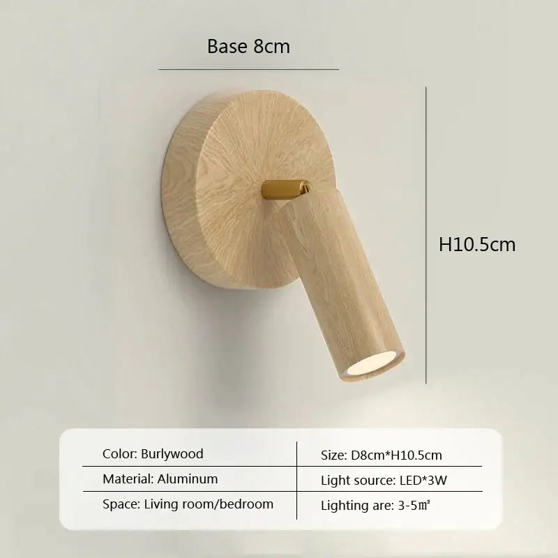 Modern minimalist black and white led wall lamp with a natural burlywood aluminum finish and sleek cylindrical spotlight design