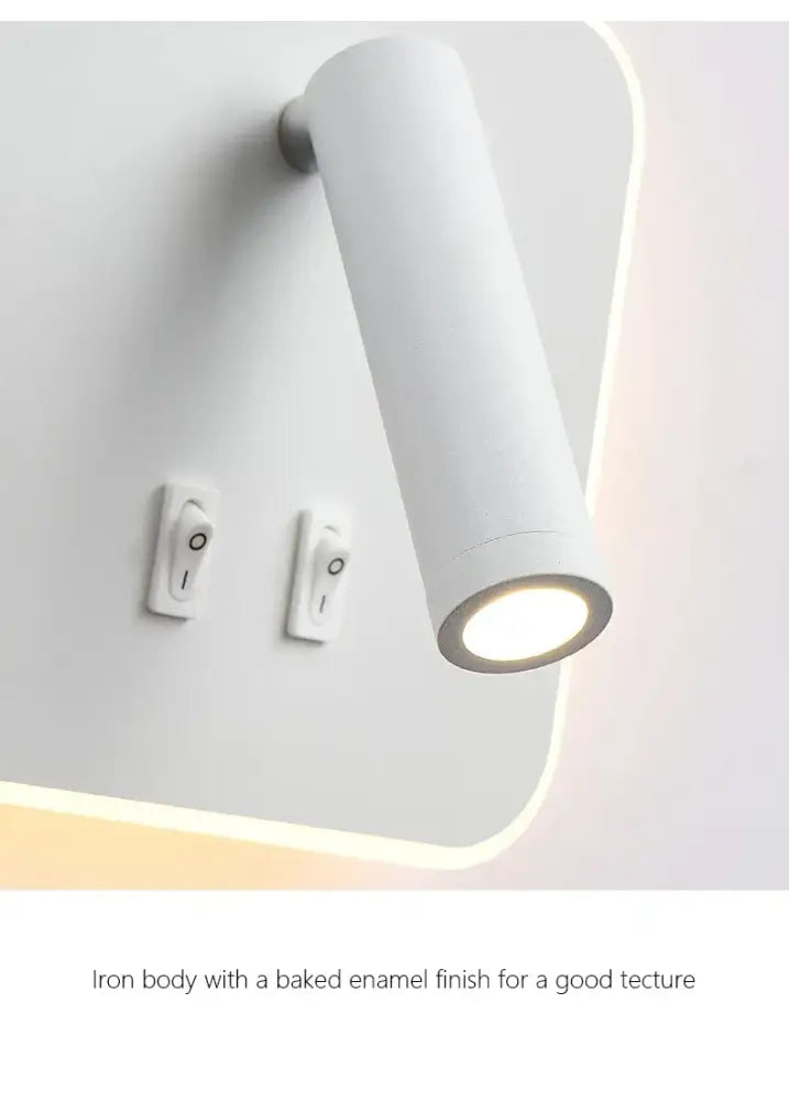 White cylindrical led wall lamp with baked enamel finish wall lamp usb ideal for modern minimalist bedroom sconce