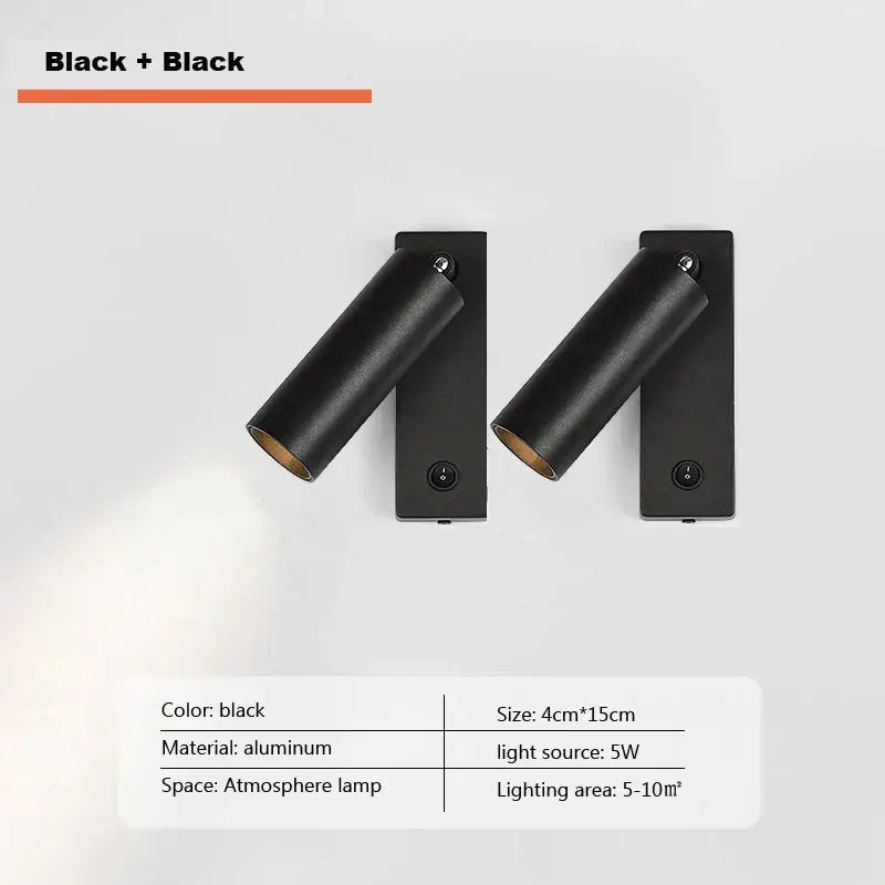 Modern minimalist black aluminum led wall light spotlight fixture for bedroom decorbites led wall light design