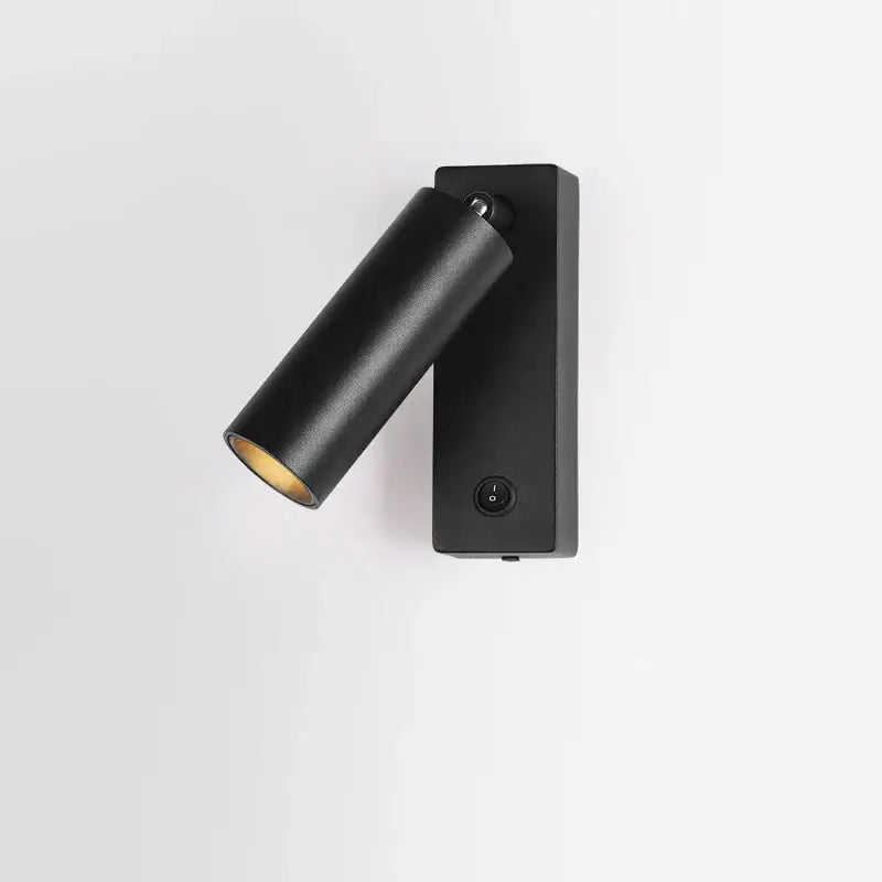 Modern minimalist black cylindrical led wall light with matte finish and gold interior for bedroom decorbites led wall spotlight