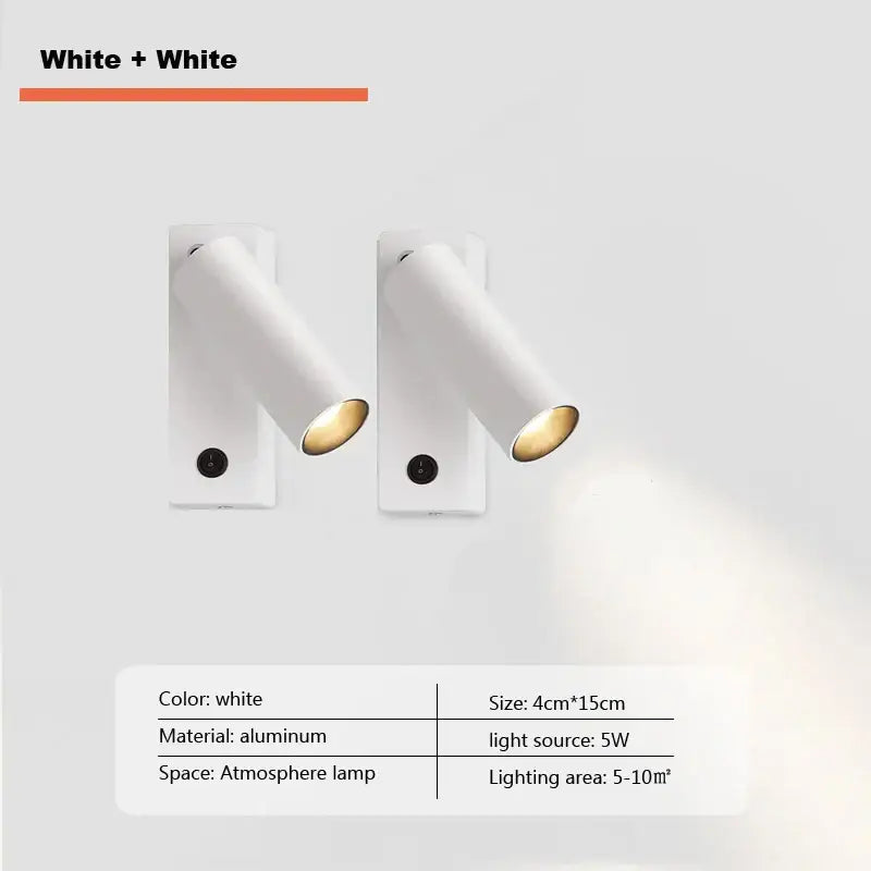 White aluminum wall light with adjustable angled heads and warm-toned lighting for modern minimalist decorbites led wall use
