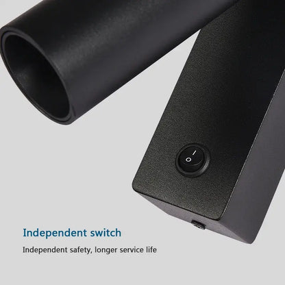 Modern minimalist black cylindrical led wall light with matte finish and independent on/off switch for bedroom decorbites led wall