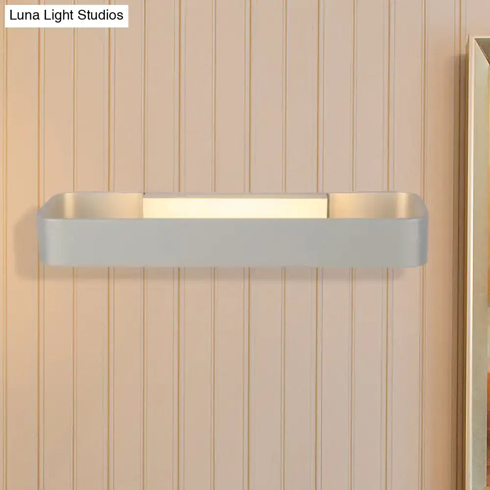 Modern minimalist black and white rectangular wall lamp with sleek matte gray finish and integrated LED illumination