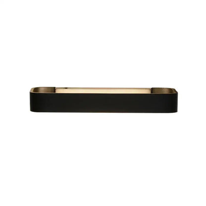 Black rectangular wall lamp with a gold-toned metallic rim and interior for modern minimalist bedroom lighting