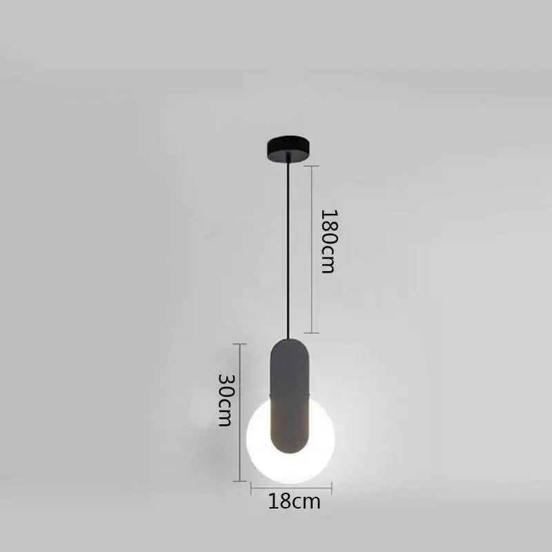 Modern minimalist pendant lamp with a sleek black ring pendant and glowing white spherical bulb for dining room decorbites black ring