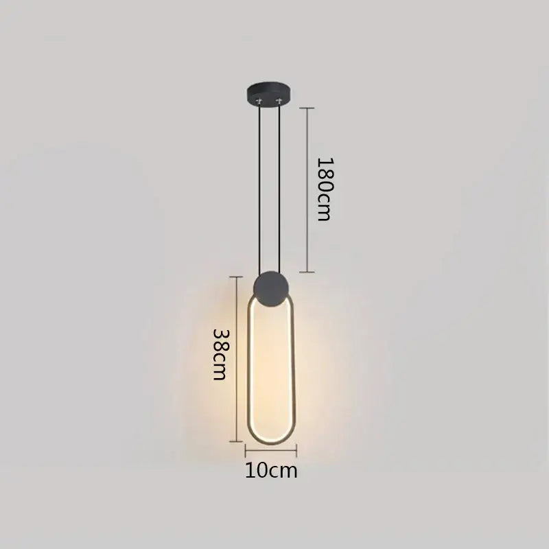 Modern minimalist black ring pendant lamp with sleek elongated oval glass shade for dining room decorbites black ring