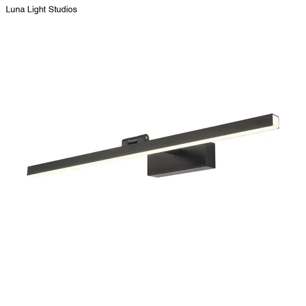 Modern black rectangular tubular vanity lamp with a sleek minimalist design and slim profile for bathroom use